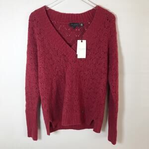 NWT Ted Baker London Jackely Wool Blend V-Neck Sweater Red Size 1 (US 4)